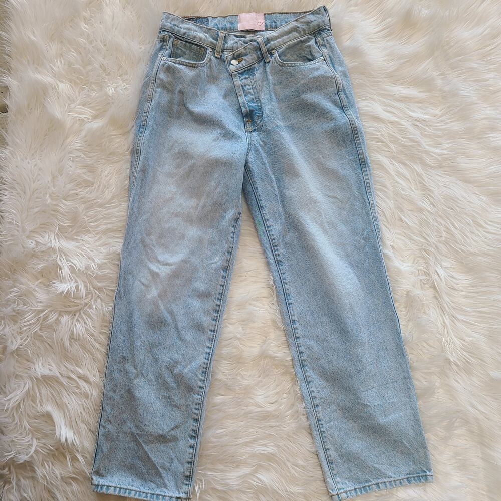 Revice 90's Baby Jean Joey Wash 32 Crossover Waist Wide Leg Fit High Rise Y2K - Picture 2 of 6